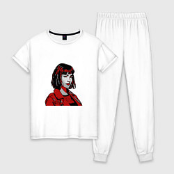 Пижама хлопковая женская Бумажный Дом -Токио, цвет: белый