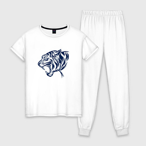 Женская пижама Голова тигра татуировка / Белый – фото 1