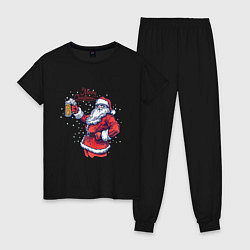 Пижама хлопковая женская Merry Christmas, цвет: черный