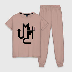 Пижама хлопковая женская Манчестер Юнайтед минимализм, цвет: пыльно-розовый