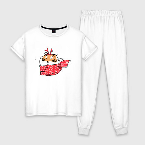 Женская пижама Тигр минимализм / Белый – фото 1