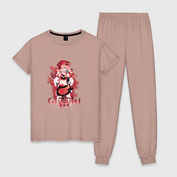 Пижама хлопковая женская Янь Фэй Yanfei Genshin Impact, цвет: пыльно-розовый