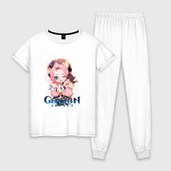 Пижама хлопковая женская Диона Diona Genshin Impact, цвет: белый