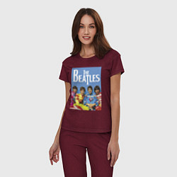 Пижама хлопковая женская The Beatles - world legend!, цвет: меланж-бордовый — фото 2