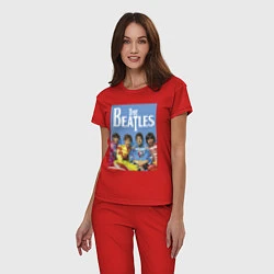Пижама хлопковая женская The Beatles - world legend!, цвет: красный — фото 2