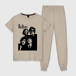 Пижама хлопковая женская Выше них только звёзды!, цвет: миндальный