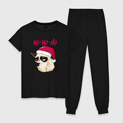 Пижама хлопковая женская Ugly cat Ho-Ho-No, цвет: черный