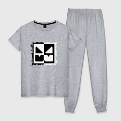 Пижама хлопковая женская GEOMETRY DASH BLACK WHITE, цвет: меланж