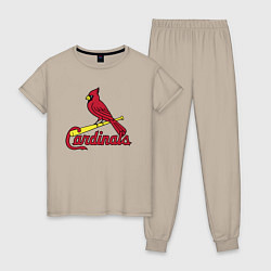 Пижама хлопковая женская St Louis Cardinals - baseball team, цвет: миндальный