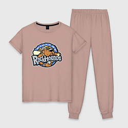 Пижама хлопковая женская Midland Rockhounds - baseball team, цвет: пыльно-розовый