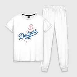 Пижама хлопковая женская Los Angeles Dodgers baseball, цвет: белый