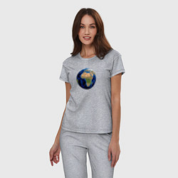 Пижама хлопковая женская Планета солнечной системы земля, цвет: меланж — фото 2