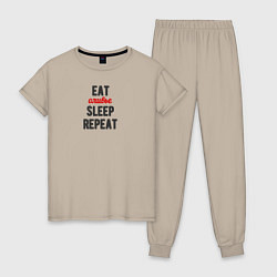 Женская пижама Eat оливье Sleep Repeat