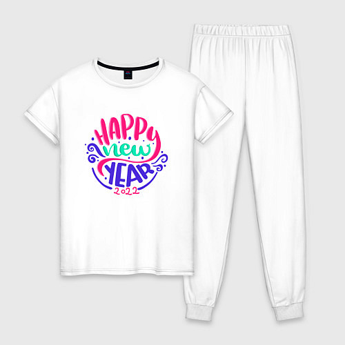 Женская пижама Счастливого Нового Года 2022 Надпись Happy New Yea / Белый – фото 1