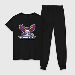 Пижама хлопковая женская Orem Owlz - baseball team, цвет: черный