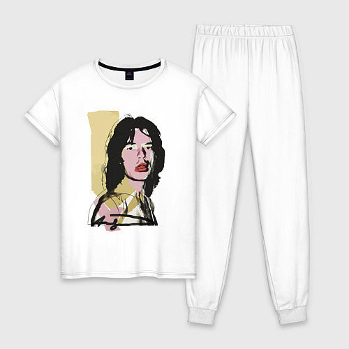 Женская пижама Andy Warhol - Mick Jagger pop art / Белый – фото 1