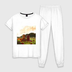 Пижама хлопковая женская В обнимку, цвет: белый