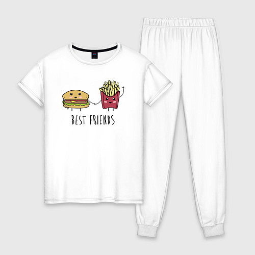 Женская пижама Hamburger and fries are best friends / Белый – фото 1
