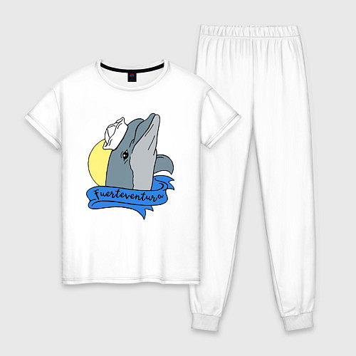 Женская пижама Дельфин на фоне солнца / Белый – фото 1
