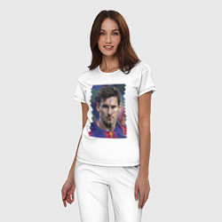 Пижама хлопковая женская Lionel Messi - striker, Barcelona, цвет: белый — фото 2