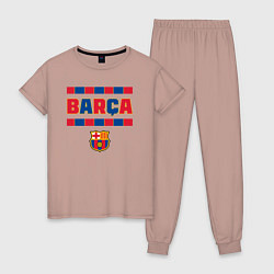 Пижама хлопковая женская Barcelona FC ФК Барселона, цвет: пыльно-розовый