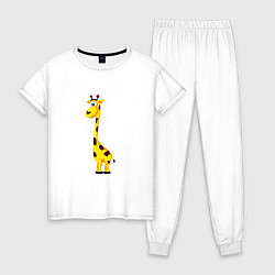 Пижама хлопковая женская Веселый жирафик, цвет: белый