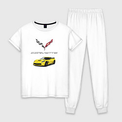 Пижама хлопковая женская Chevrolet Corvette motorsport, цвет: белый