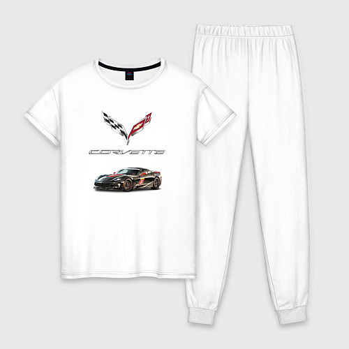 Женская пижама Chevrolet Corvette - Motorsport racing team / Белый – фото 1