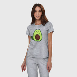 Пижама хлопковая женская Avo cat o подмигивает, цвет: меланж — фото 2