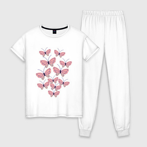 Женская пижама Пастельные бабочки в животе / Белый – фото 1