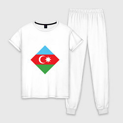 Пижама хлопковая женская Flag Azerbaijan, цвет: белый
