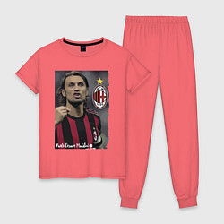 Пижама хлопковая женская Paolo Cesare Maldini - Milan, captain, цвет: коралловый