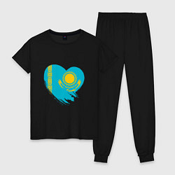 Пижама хлопковая женская Сердце - Казахстан, цвет: черный