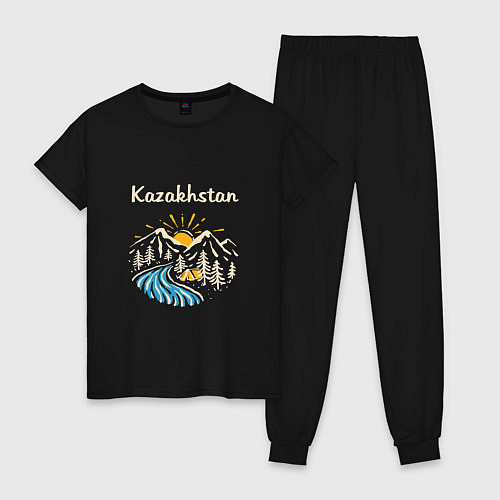 Женская пижама Kazakhstan Nature / Черный – фото 1