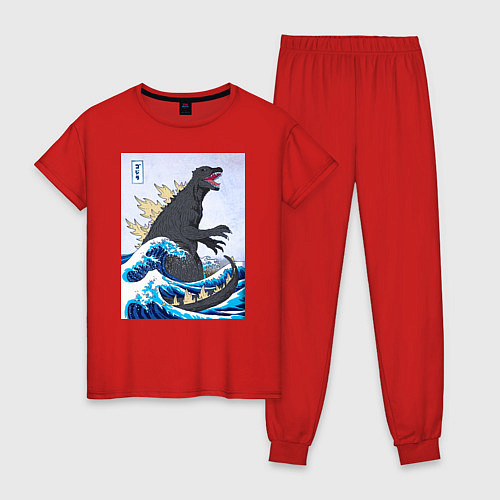 Женская пижама Godzilla in The Waves Eastern / Красный – фото 1