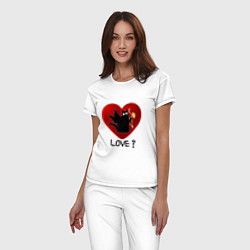 Пижама хлопковая женская WHAT CAT LOVE Сердце, цвет: белый — фото 2