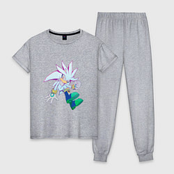 Пижама хлопковая женская Ёж Сильвер sonic 003, цвет: меланж