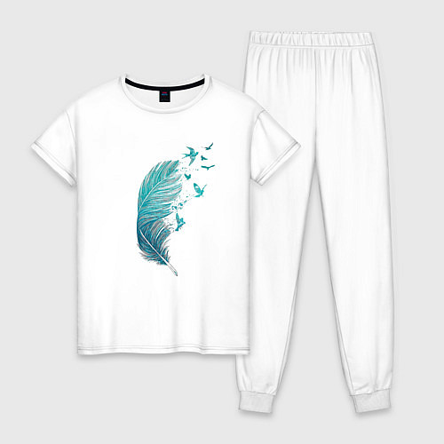 Женская пижама Перья и птицы / Белый – фото 1