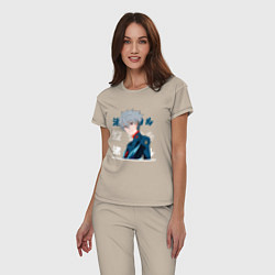 Пижама хлопковая женская Евангелион Neon Genesis Evangelion, Kaworu Nagisa, цвет: миндальный — фото 2