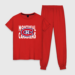 Пижама хлопковая женская Монреаль Канадиенс, Montreal Canadiens, цвет: красный