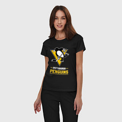 Пижама хлопковая женская Питтсбург Пингвинз , Pittsburgh Penguins, цвет: черный — фото 2