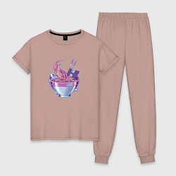 Пижама хлопковая женская Web Ramen, цвет: пыльно-розовый