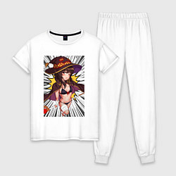 Пижама хлопковая женская Meg pants, цвет: белый