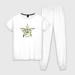 Пижама хлопковая женская Милитари набор, цвет: белый