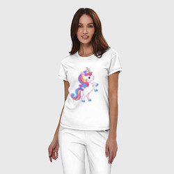 Пижама хлопковая женская Милый единорог unicorn, цвет: белый — фото 2