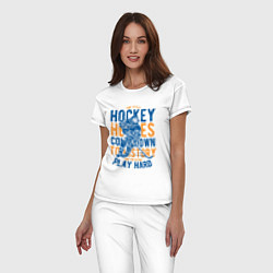 Пижама хлопковая женская Hockey, цвет: белый — фото 2