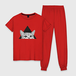 Пижама хлопковая женская Космокот 0004, цвет: красный