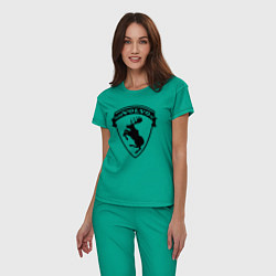 Пижама хлопковая женская VOLVO логотип чёрный, цвет: зеленый — фото 2