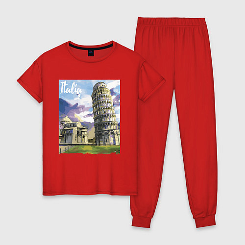 Женская пижама Италия Пизанская башня / Красный – фото 1