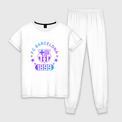 Пижама хлопковая женская FC Barcelona Fade Logo 2022, цвет: белый